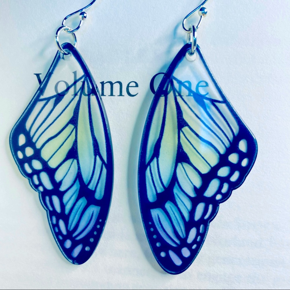 Handmade resin butterfly wing‎ ombré earrings nwt